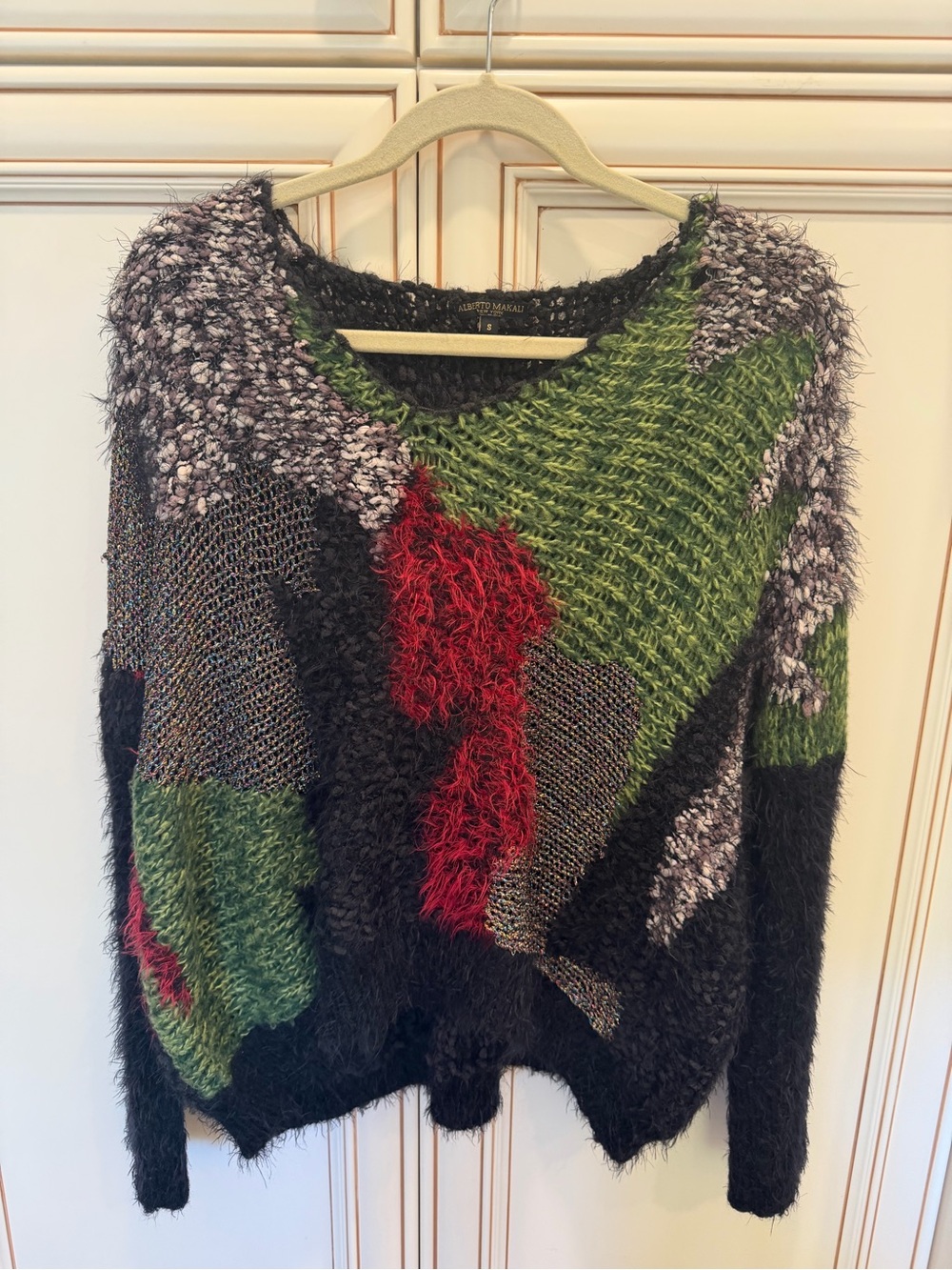 Alberto Makali multicolored mixed-knit patchwork sweater